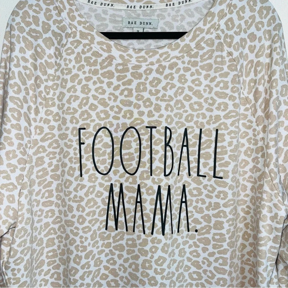 Rae Dunn Football Mama Cream & White Leopard Print Sweatshirt 1X Women’s - Picture 3 of 11